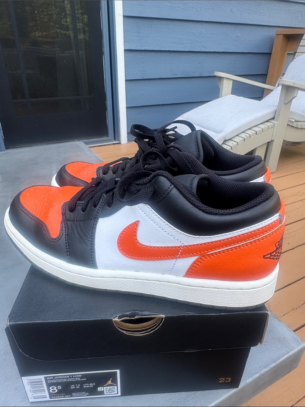 Nike Air Jordan 1 Low - Black/White/Orange Men's Sneakers - Picture 5 of 14
